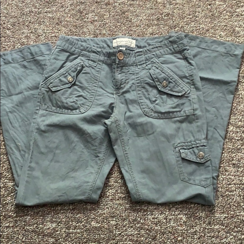 Grey cargo style boot cut pants